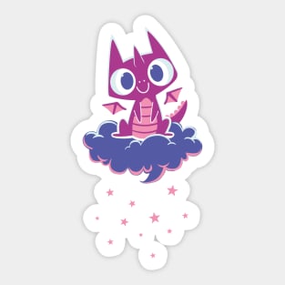 Cute Baby Dragon on Cloud Sticker